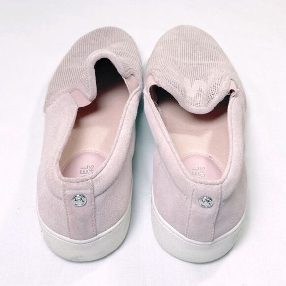 Michael Kors Slip-on Casual Sneaker Shoes Signature MK Logo Leather Light Pink - Picture 4 of 5